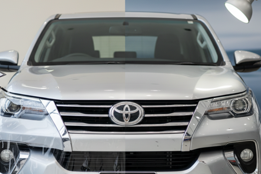 A blog banner image showcasing a silver car