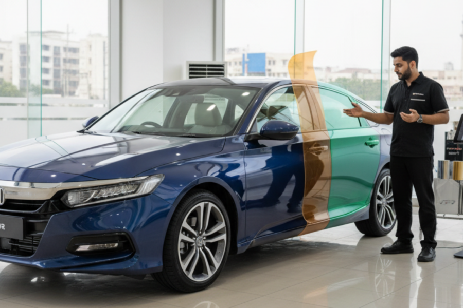 A blog banner image showing PPF in Lahore being applied.