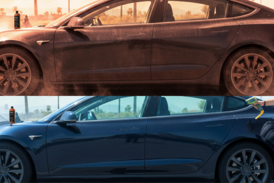 A blog banner image showing car protection in summer