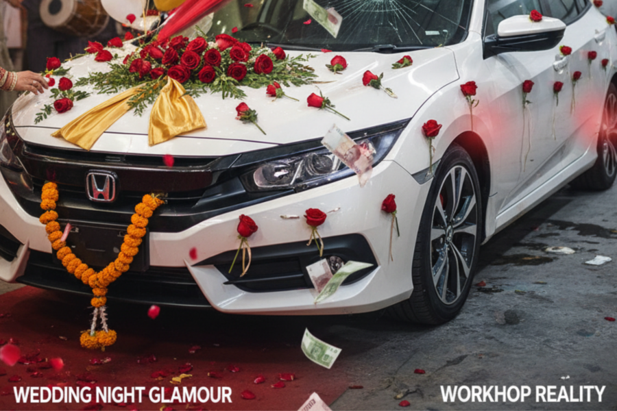 A blog banner image showing two conditions of a car