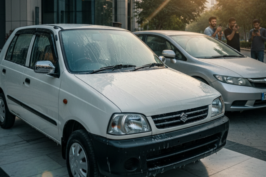 A blog banner image showing a PPF protection on a Mehran car