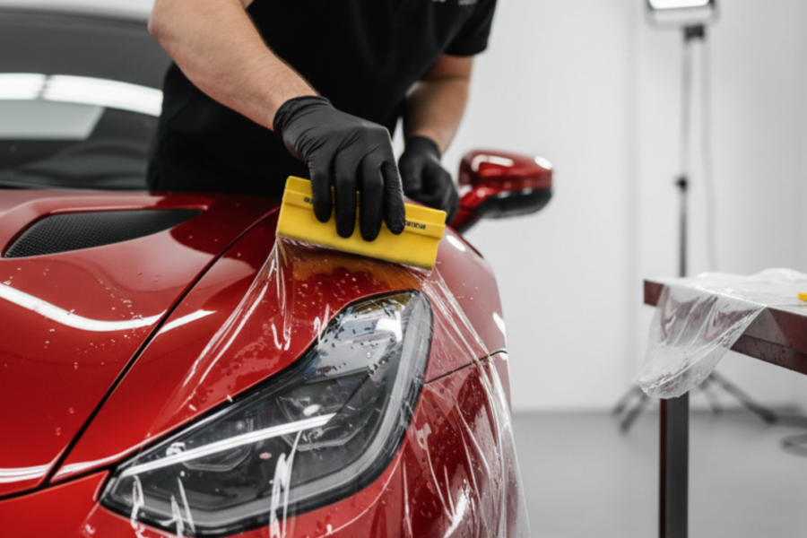 A blog banner image showing ppf on a car